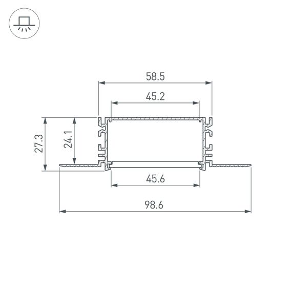 Профиль встраиваемый Arlight Fantom-Bent-W49-Side-2000 Anod 046423