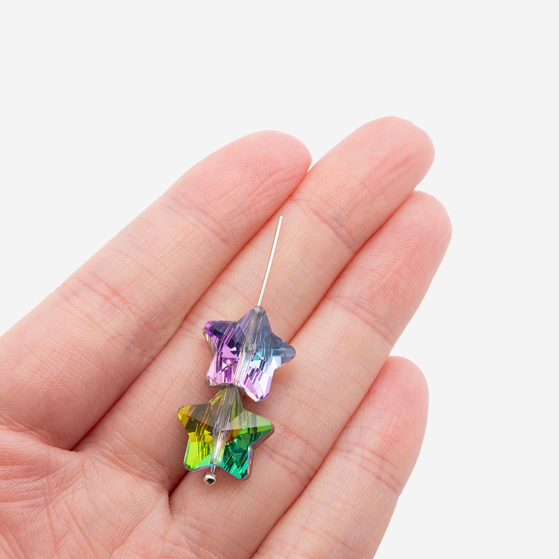 Кристалл-звездочка с продольным отверстием оттенок "Закат в тропиках", 13мм