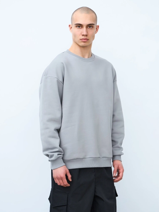 Свитшот оверсайз, без начеса (серый)