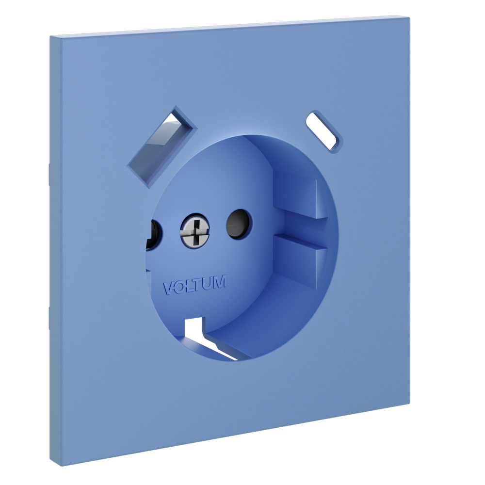 Накладка для розетки с заземлением и защитными шторками, с USB A+C, S70 (деним)