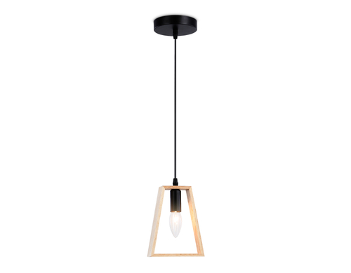 Подвесной светильник в стиле лофт TR80497 BK/LW черный/светлое дерево E14 max 60W D150*1000