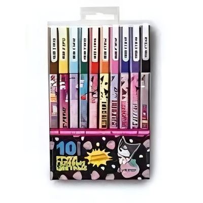 Набор ручек пиши-стирай, гелевые 0,5 мм. 10 цветов "Kuromi" (Центрум)