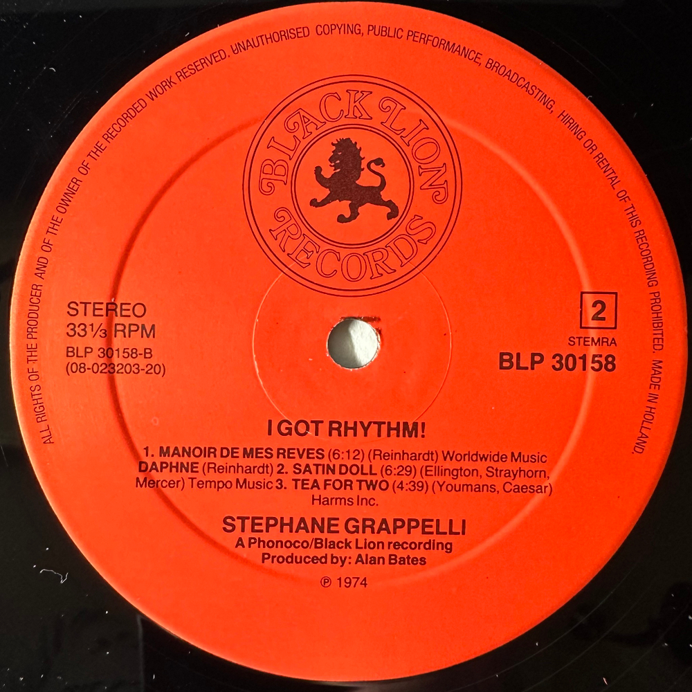 Stephane Grappelli With The Hot Club Of London ‎– I Got Rhythm! Vol. 1 (Голландия 1974г.)