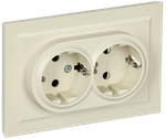 BRITE Розетка 2-местная с заземлением с защитными шторками 16А в сборе РСш12-3-БрКр бежевый IEK
