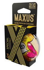 Презервативы с точками и рёбрами в пластиковом кейсе MAXUS AIR Special - 3 шт.