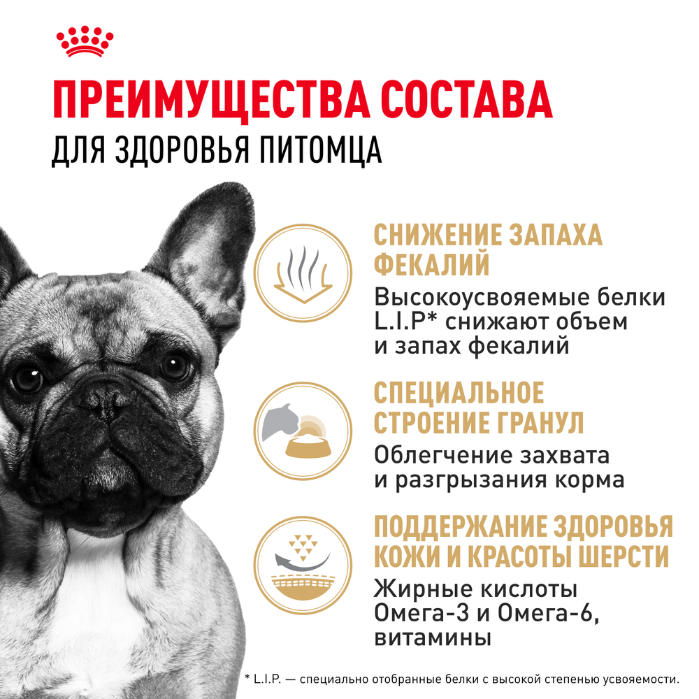 Сухой корм Royal Canin French Bulldog Adult для взрослых собак породы Французский Бульдог от 12 месяцев 9кг