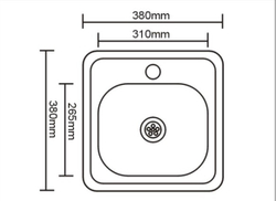 Мойка врезная 3838 380*380 0.6*150 с сифоном