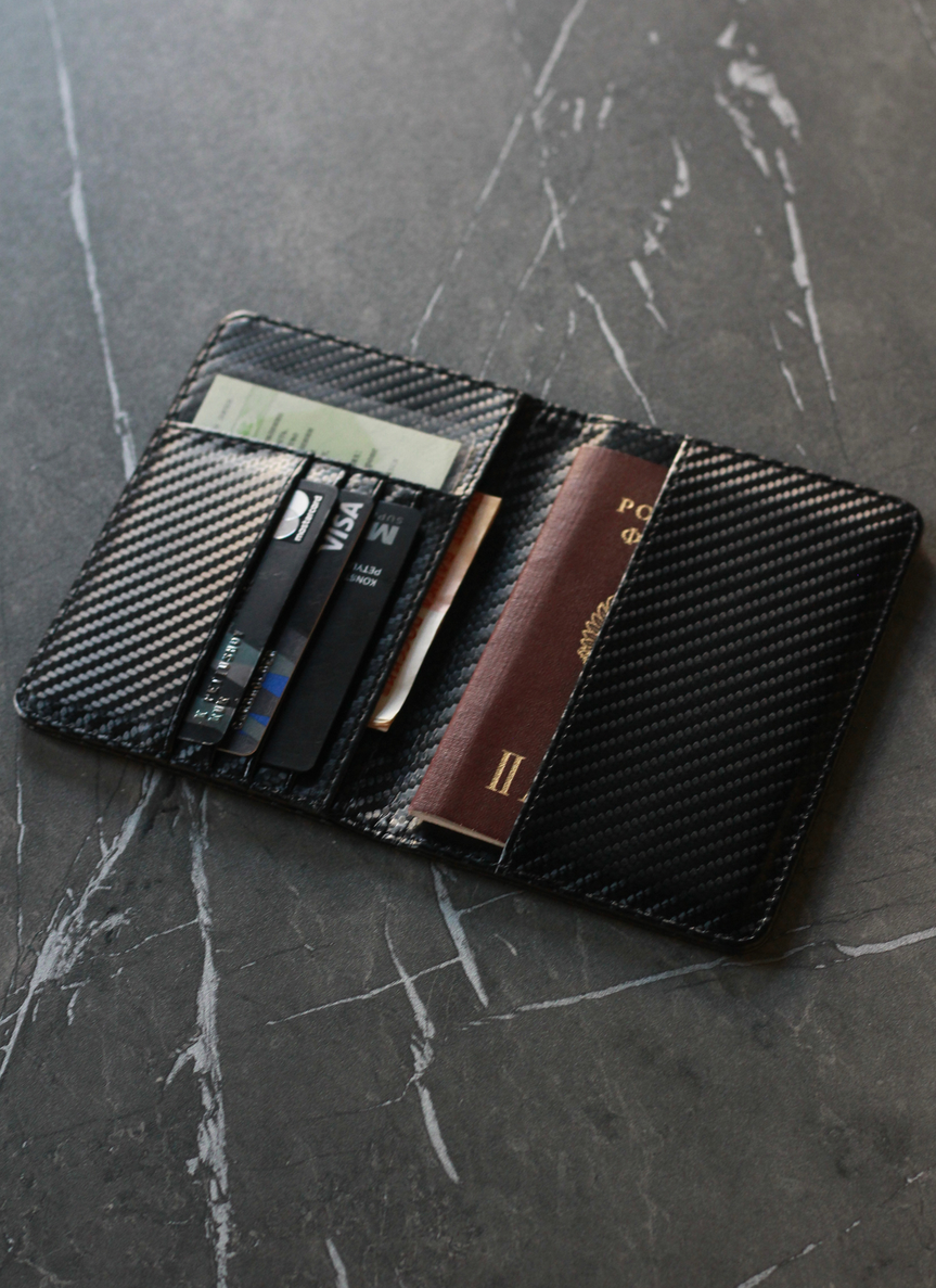 Обложка для автодокументов и паспорта из карбоновой кожи