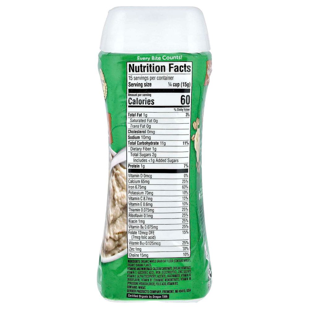 Gerber, Organic for Baby, Grain & Grow ™, 2nd Foods, овсянка и банан, 227 г (8 унций)