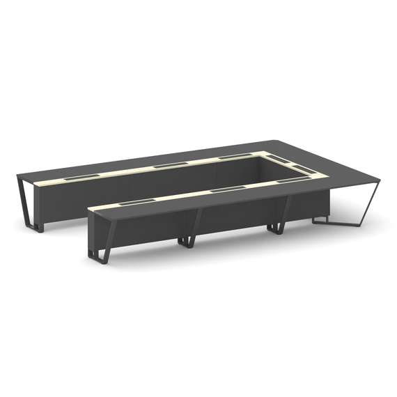 Steel Meet Стол переговорный П-образный KM-PR.B.SP-15P Антрацит/Ваниль Глянец/Металл Черный 4800*320