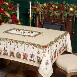 СКАТЕРТЬ "ЩЕЛКУНЧИК" 140Х180СМ БЕЖЕВЫЙ,100%ХЛОПОК , ТВИЛ