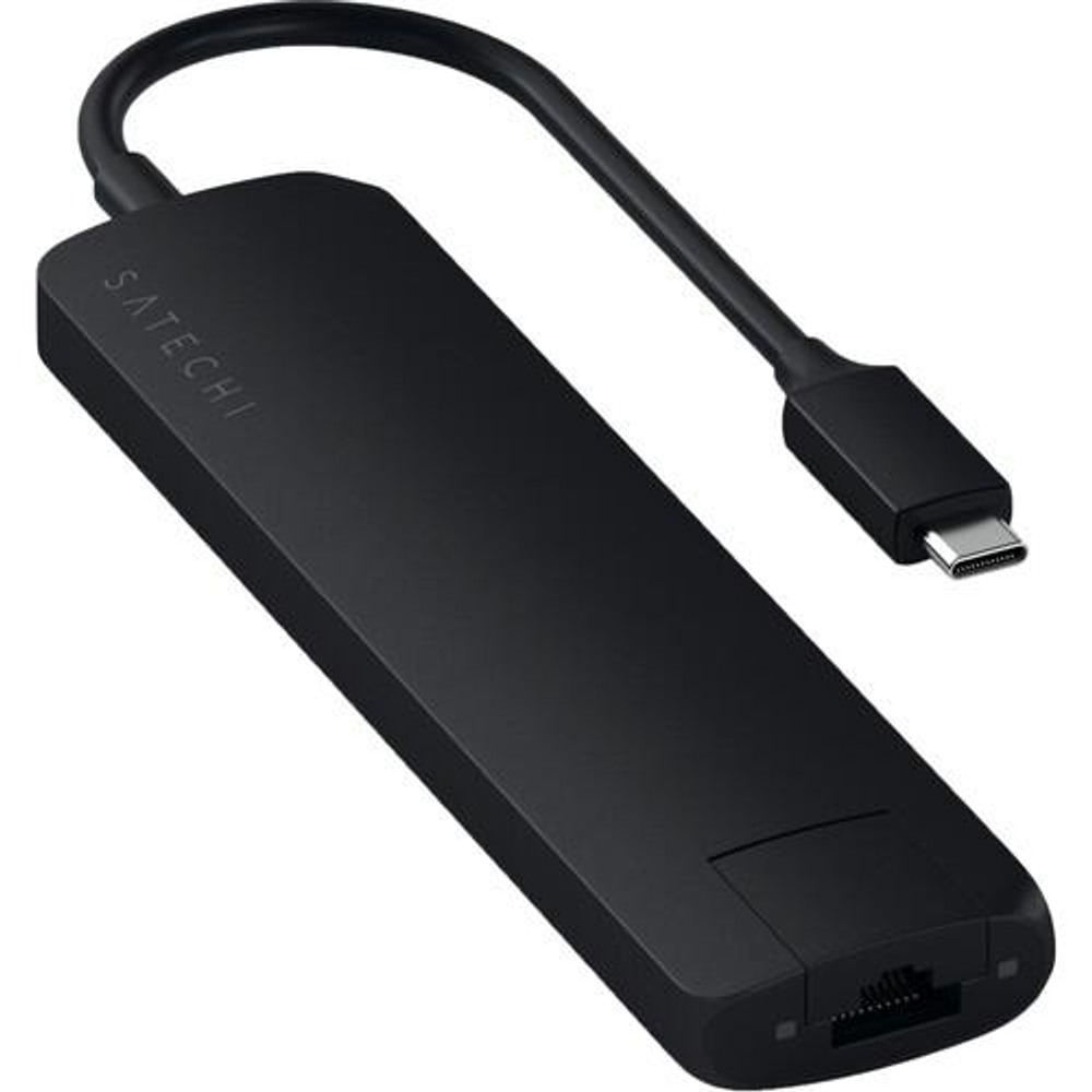 USB-Хаб Satechi Slim Multiport V2 (USB-C) (ST-SCMA2) Подключение: встроенный кабель USB-C. Порты: USB-C (PD 60 Вт), 2 USB-A 3.2 Gen 1, microSD UHS-I, SD UHS-I, HDMI (до 4K 60 Гц)