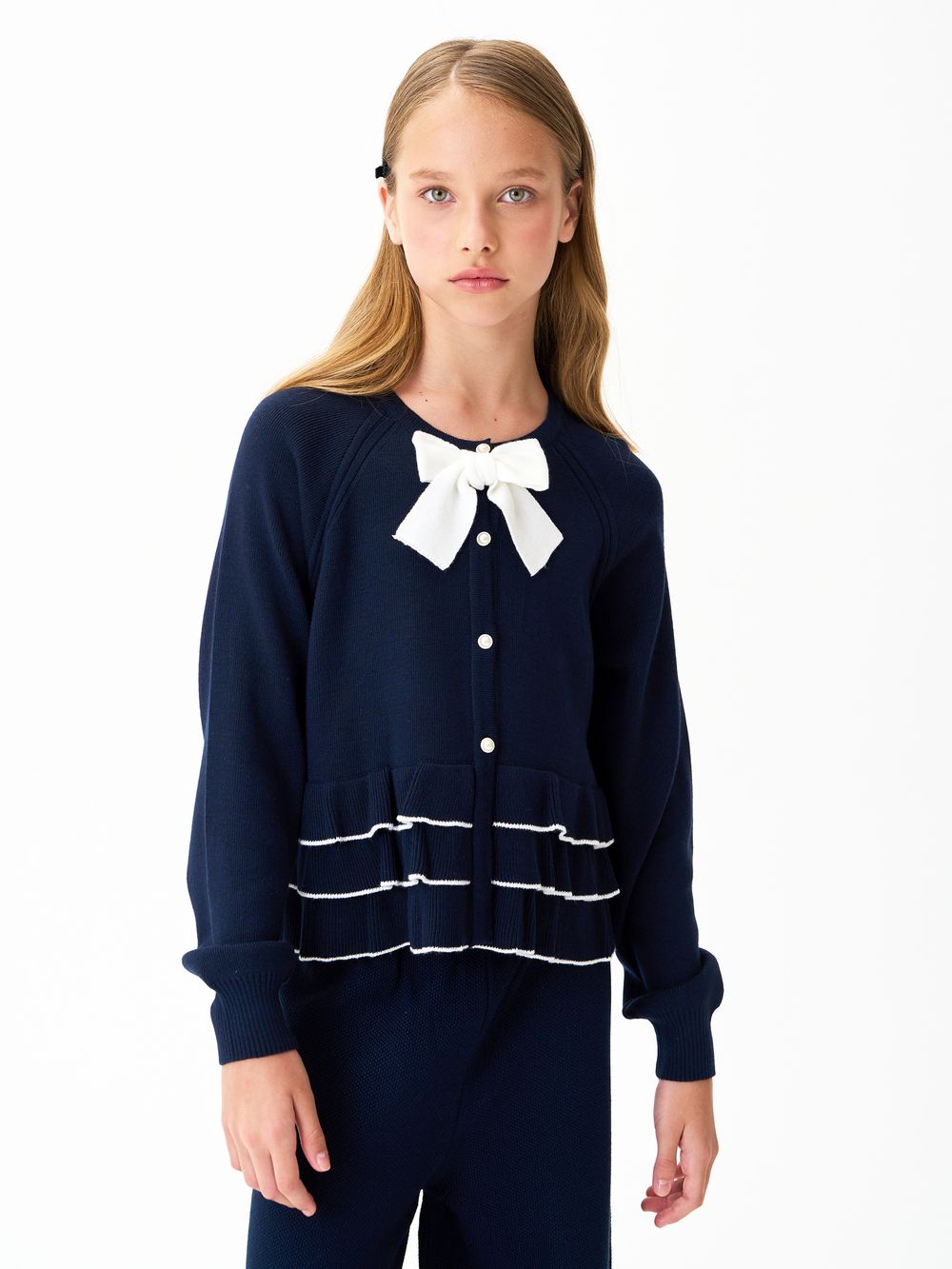 Кардиган для девочки 1165 сине-белый