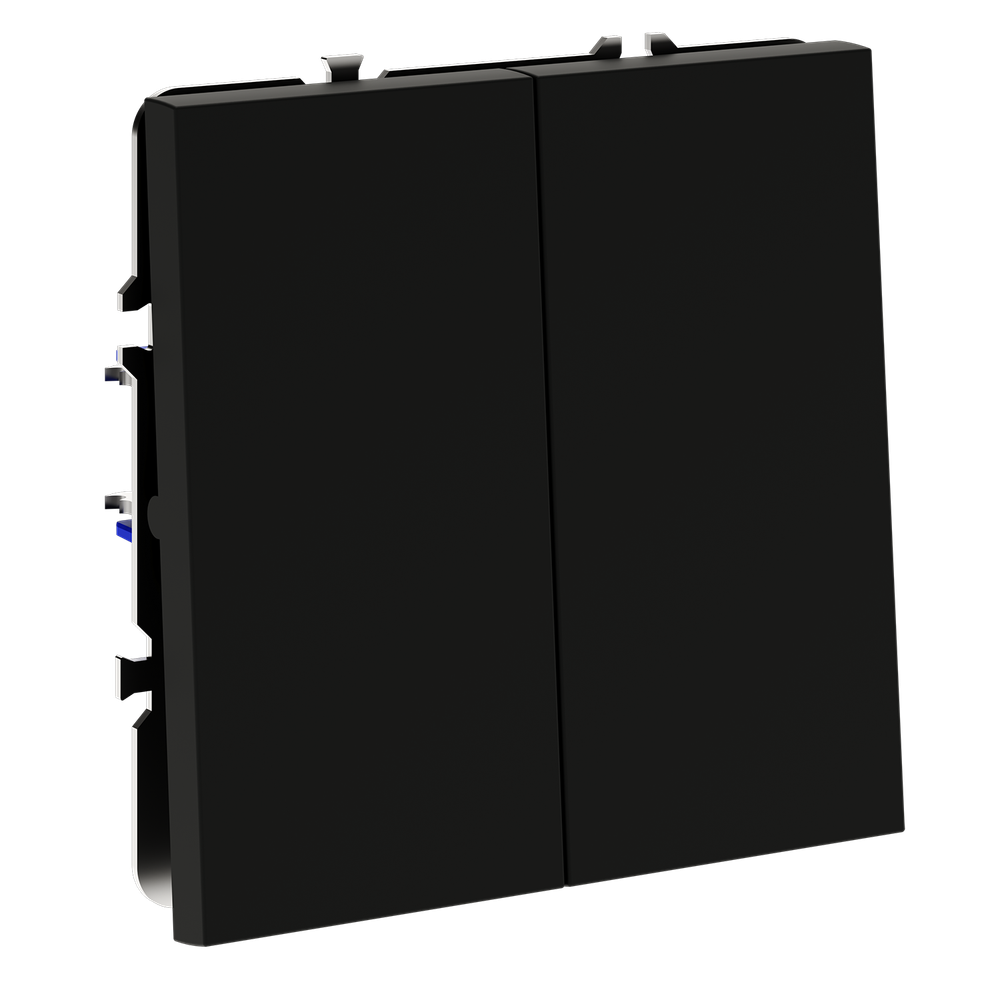 Перекрестный переключатель встраиваемый VOLTUM S70 двухклавишный 10А, (черный матовый)