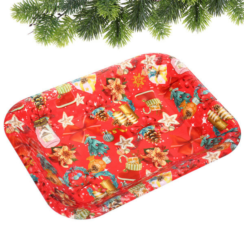 Поднос пластиковый «Новогоднее ассорти» 32*24см