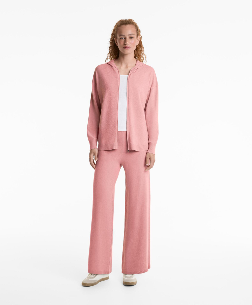 OYSHO Прямые трикотажные брюки, розовый