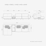 4-х местный нераскладной диван с кушеткой KYOTO KO-12