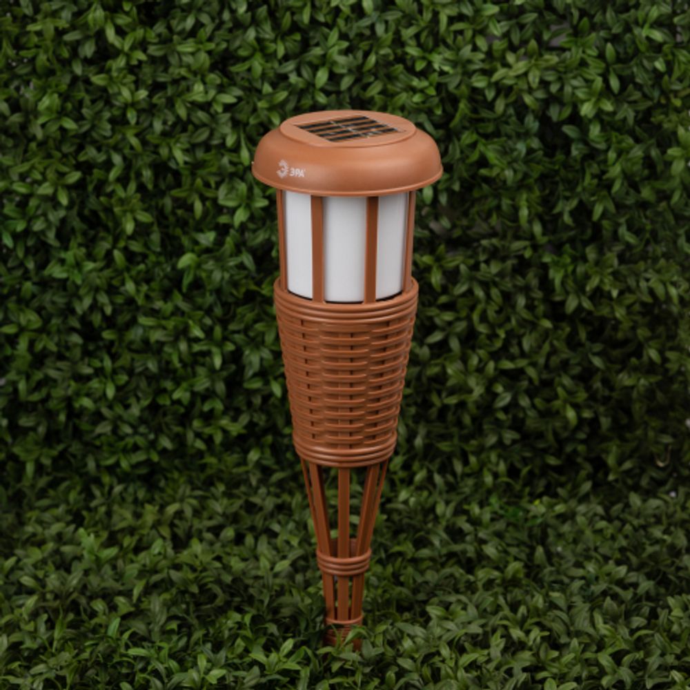 Светильник уличный ЭРА ERASF22-35 на солнечной батарее садовый Факел бамбук | Садовые декоративные светильники