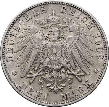 3 марки 1909 Германская империя J, Гамбург