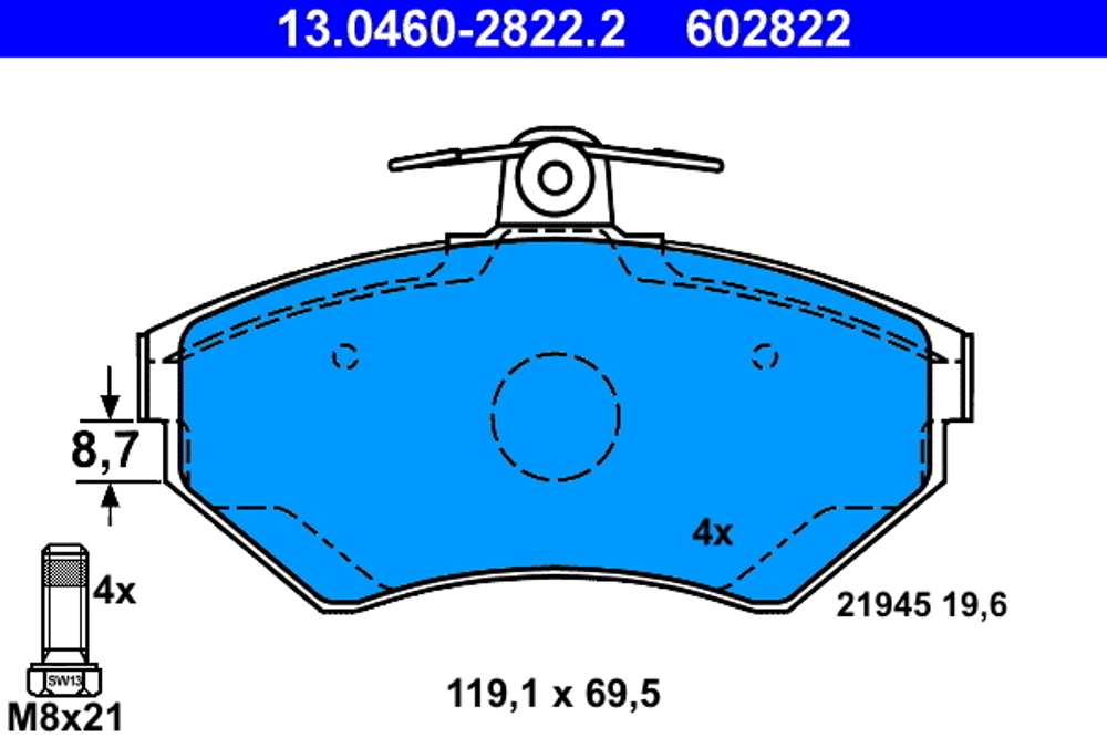 ATE - 13046028222-ATE - Brake Pad Set, disc brake
