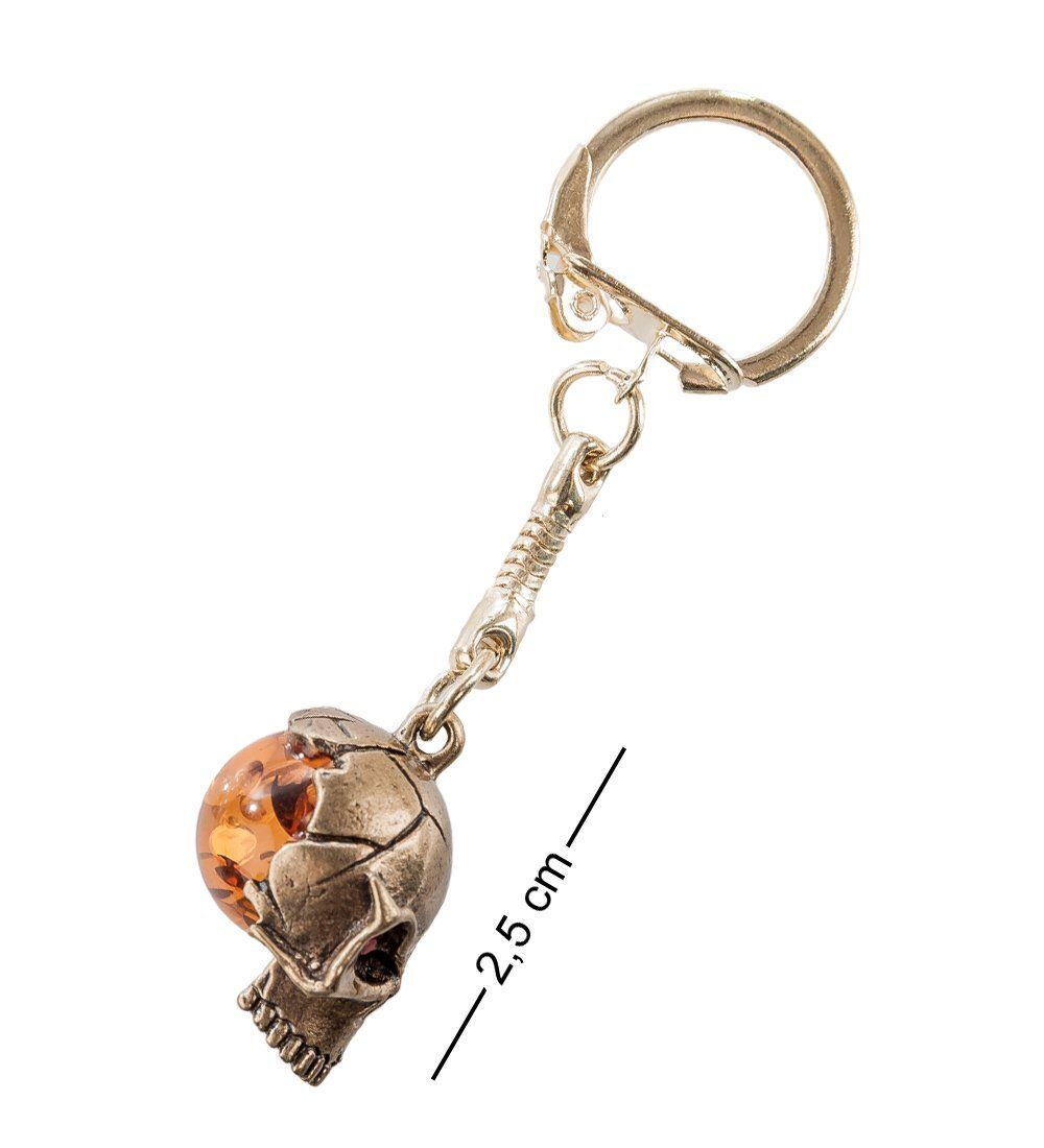 AM- 093 Брелок «Череп» (латунь, янтарь)