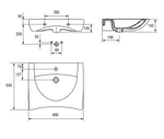 Раковина для инвалидов CERSANIT ETIUDA 65 1 отв.