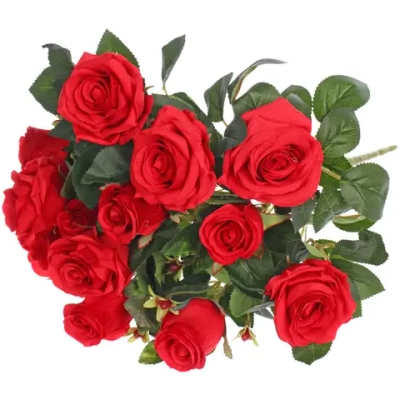 Искусственные цветы «Розовая фантазия» 48см 13 цветков красные