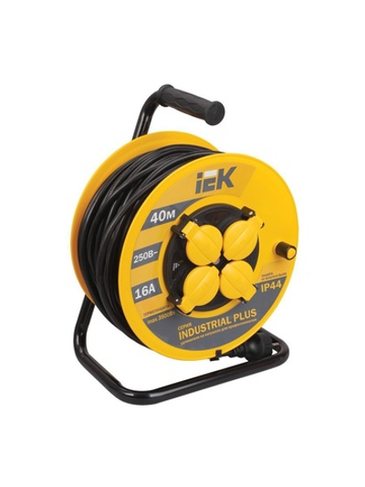 Удлинитель на катушке 4х40м с заземл. 16А IP44 Industrial plus УК40 3х1.5 термозащита IEK WKP15-16-04-40-44