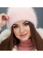 шапка вязаная бини ангора теплая демисезонная с отворотом