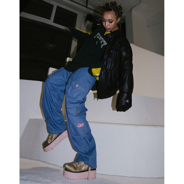 Джинсы Карго Плотные Широкие Голубые - фото 2