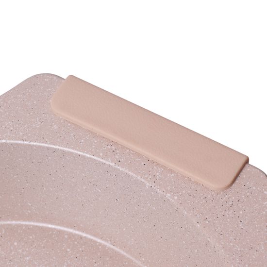 Форма для запекания круглая Kamille KM 6028 (35х32х6 см.) из углеродистой стали, голубой и бежевый мрамор