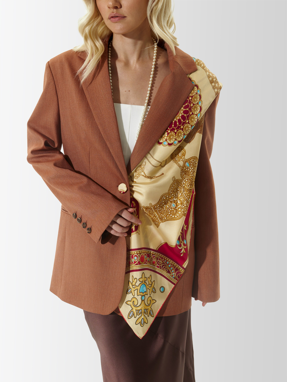 Платок «Горянка» 100% шёлк золотой