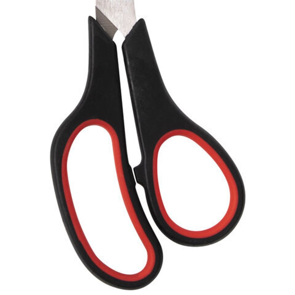 Ножницы STAFF EVERYDAY, 215 мм, бюджет, резиновые вставки, черно-красные, ПВХ чехол, 237500