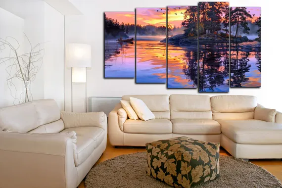 Модульная картина "Закат в отражении"