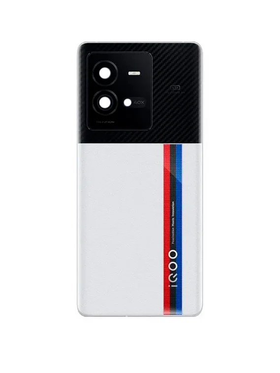 Задняя крышка для  Iqoo 10 белая  (White BMW edition) со стеклом камеры