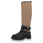 LOUIS VUITTON Territory Flat Knee high Boots Women"s Black Brown