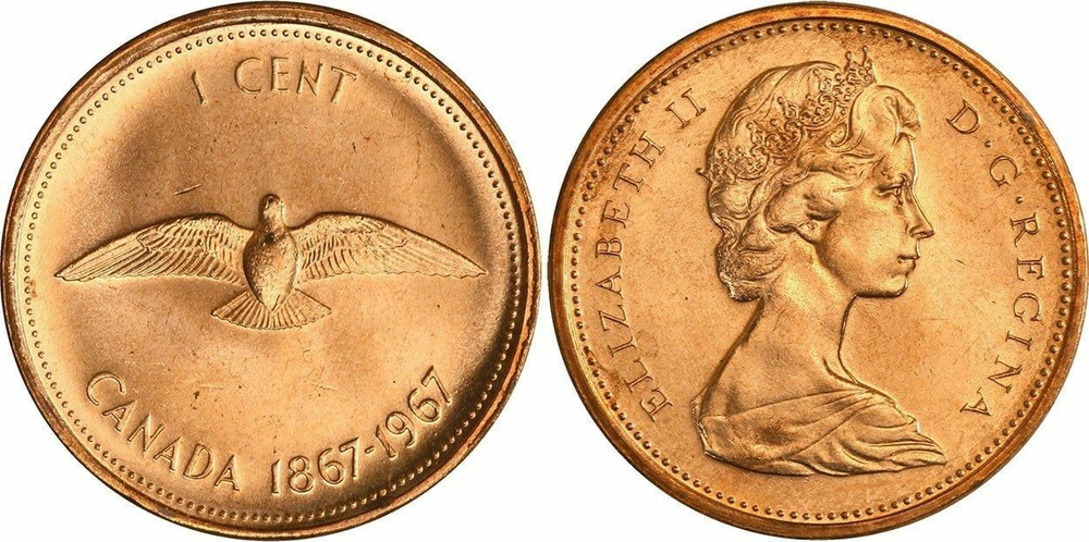 Канада 1 цент, 1967 100 лет Конфедерации Канада XF