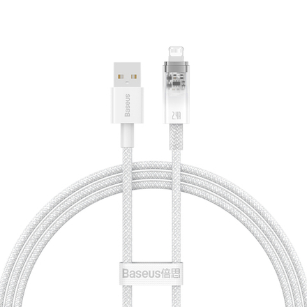 USB-A - Lightning Кабель Baseus Explorer STC Charging+Data 2.4A 1-2m - White