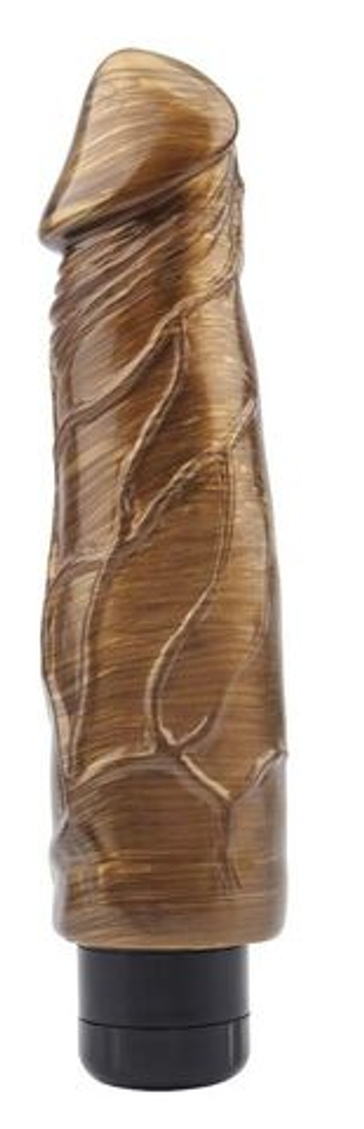 Золотистый вибратор-реалистик Pat McCock - 23,5 см. (Цвет: золотистый)