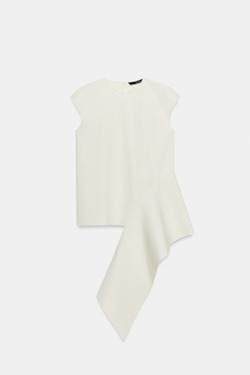 ZARA ТОП АСИММЕТРИЧНОГО КРОЯ — ZW COLLECTION, ЭКРЮ
