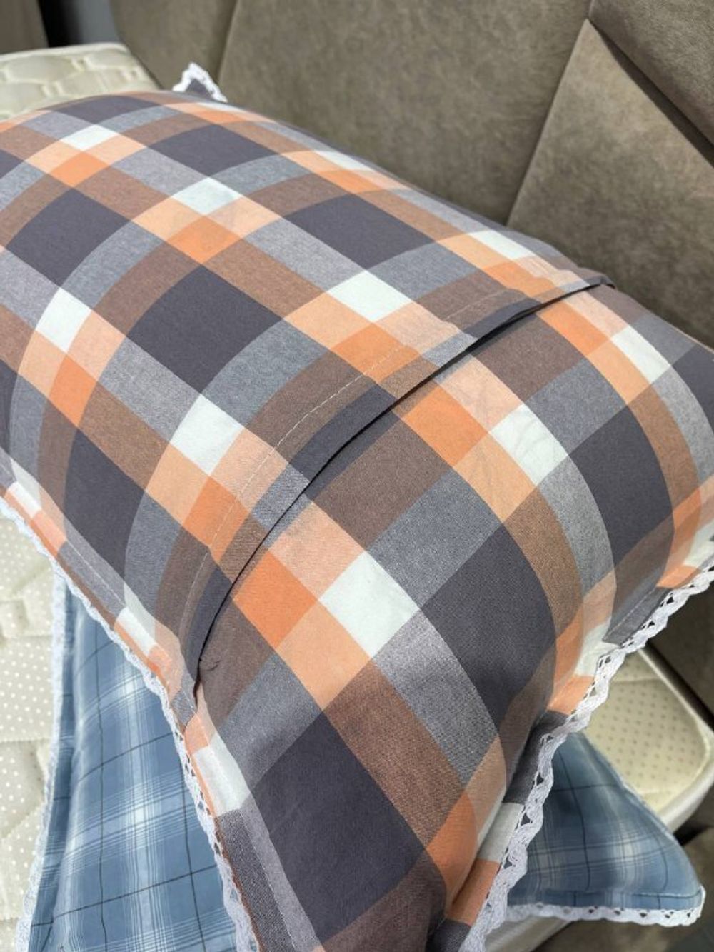 Наволочка  Клетка Муслин 50/70