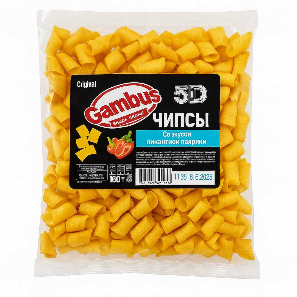 Чипсы со вкусом пикантной паприки Gambus 160 гр