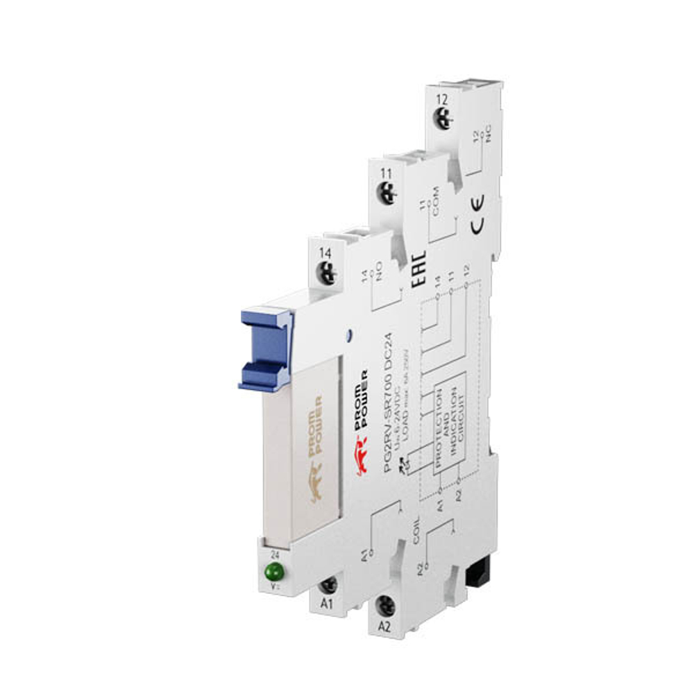 Ультратонкое реле Prompower PG2RV-SR700 DC24 Винтовые клеммы, номинальный ток 6А, управление 24VDC