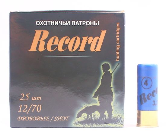 Патрон "Рекорд" 12/70 №4 32 гр. Цена патрона, заказ делается в пачках (25 шт)
