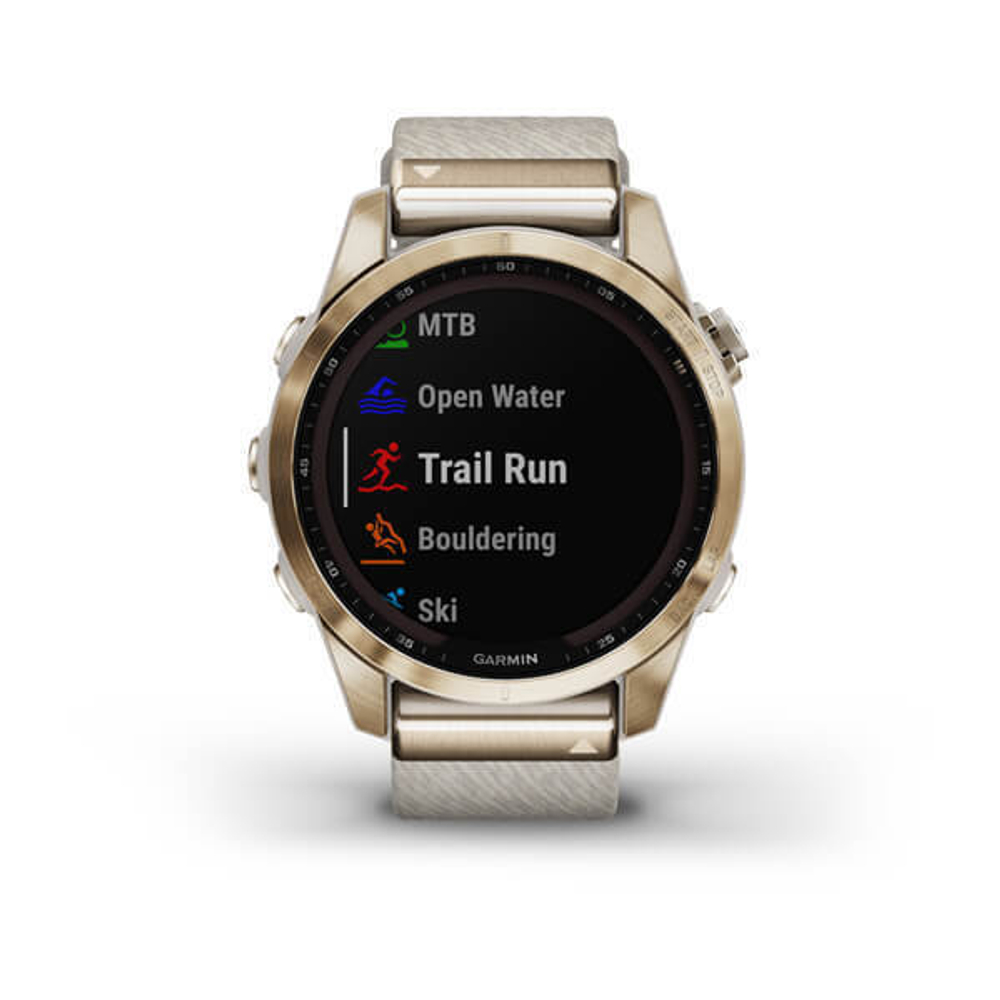 Умные часы Garmin Fenix 7S Sapphire Solar титановый кремовый с нейлоновым ремешком
