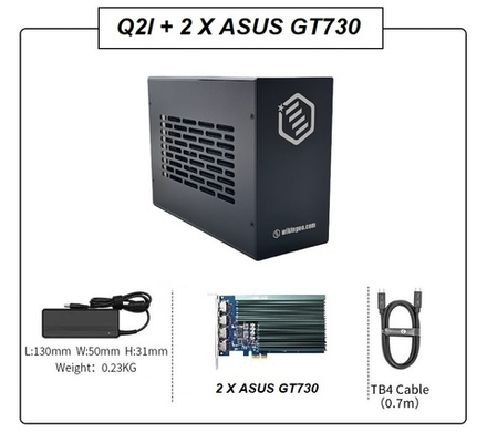 Внешняя видеокарта EGPu Wikingoo Q2l + 2 X Asus GT730, Thunderbolt 3/4.