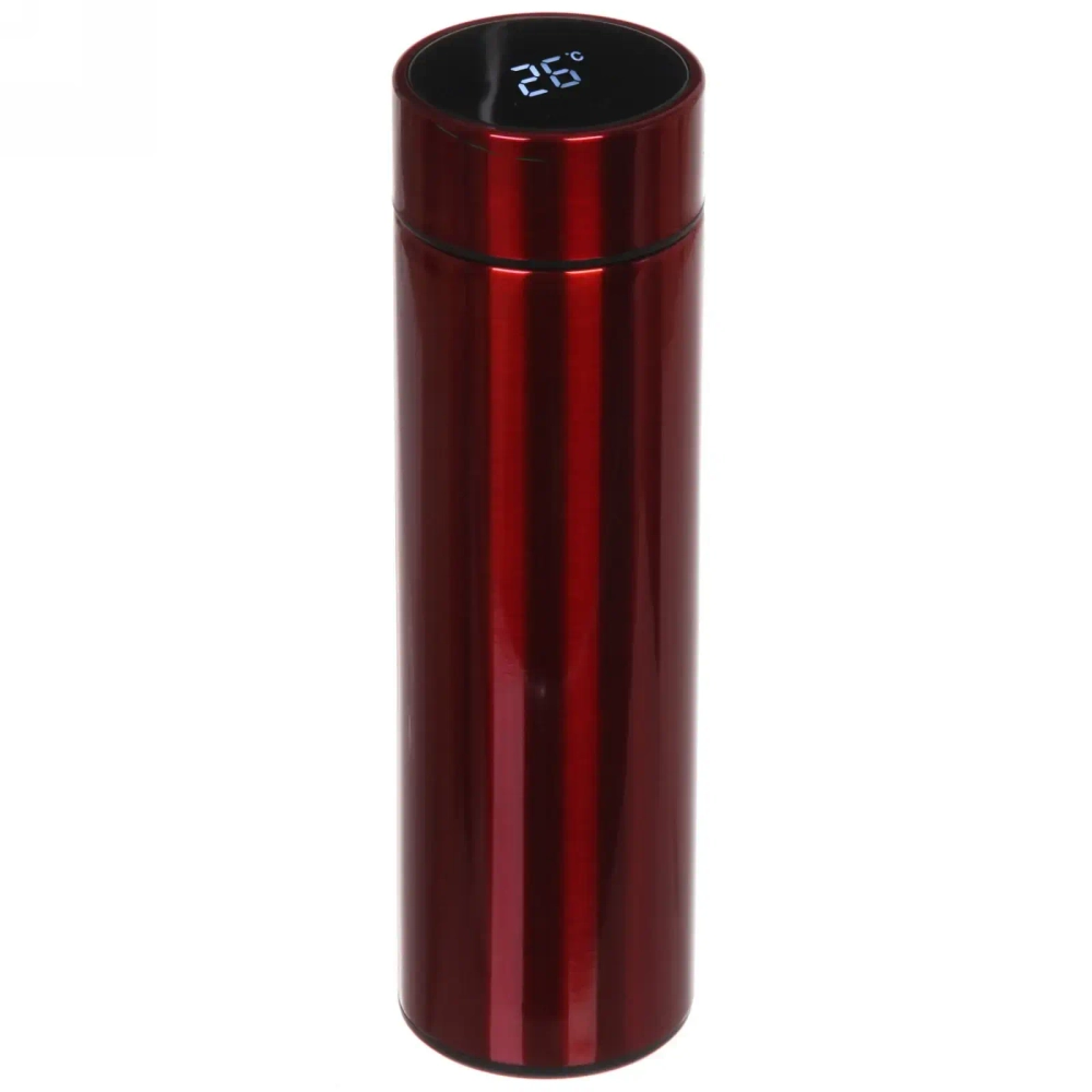 Термос 500мл «Стиль» с датчиком температуры и ситом, красный