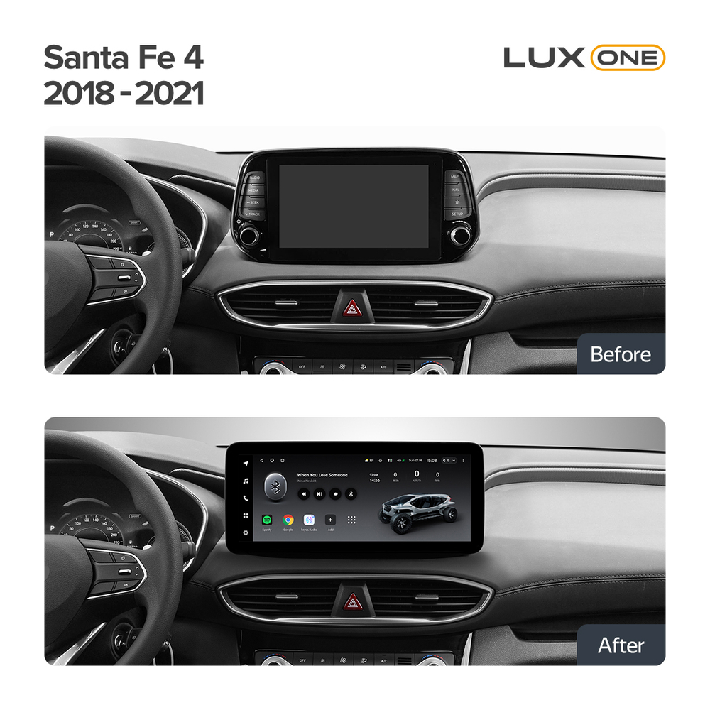 Магнитола для Hyundai Santa Fe 2018-2020 - Teyes LUX ONE ROUND монитор 12.3", Android 10, ТОП процессор, CarPlay, 4G SIM-слот