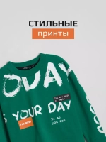 Зеленый лонгслив оверсайз для мальчика