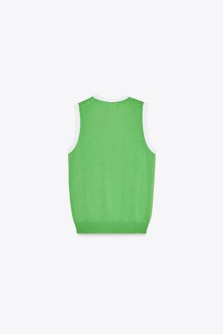 ZARA ТОП ИЗ ТРИКОТАЖА БЕЗ РУКАВОВ, ЗЕЛЕНЫЙ